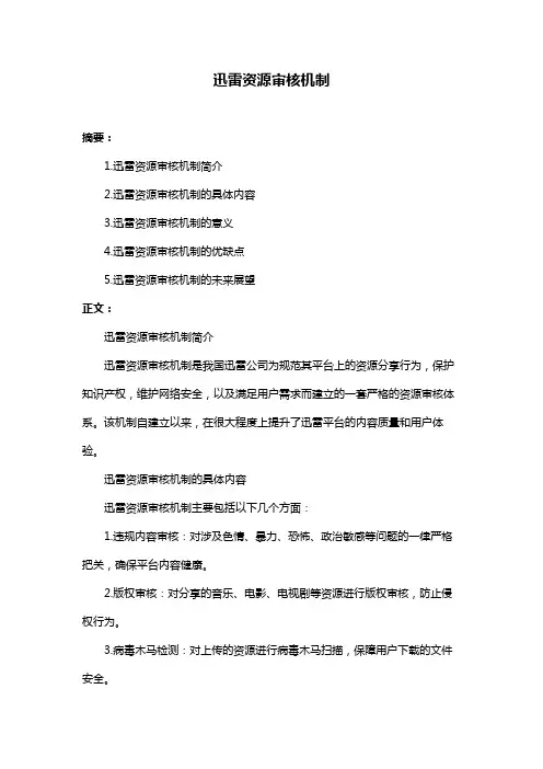迅雷资源审核机制
