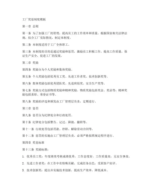 工厂奖惩制度模板