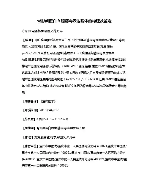骨形成蛋白9腺病毒表达载体的构建及鉴定