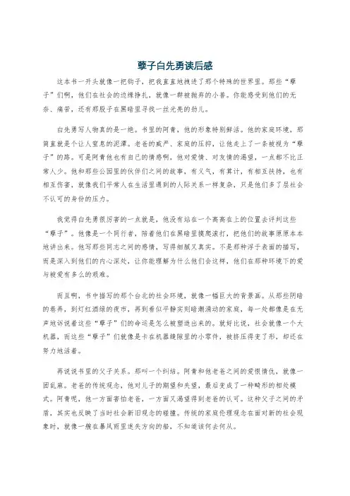 孽子白先勇读后感
