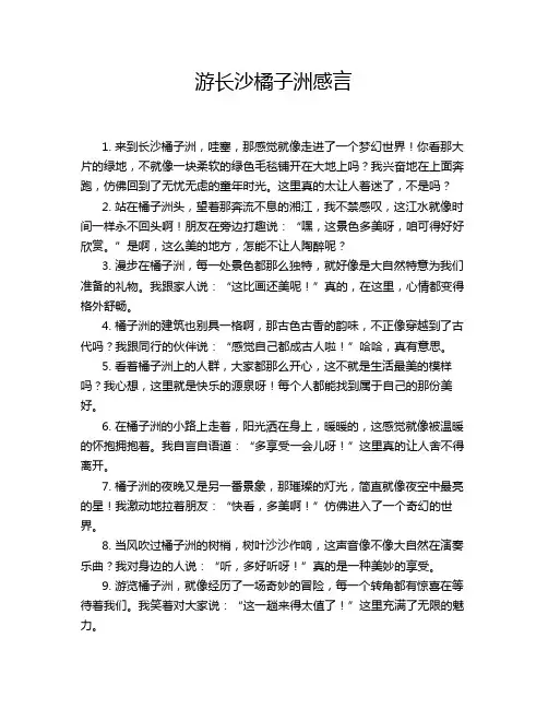游长沙橘子洲感言