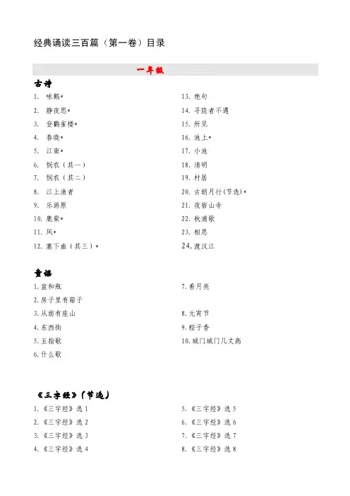 《经典诵读三百篇》目录[整理版]