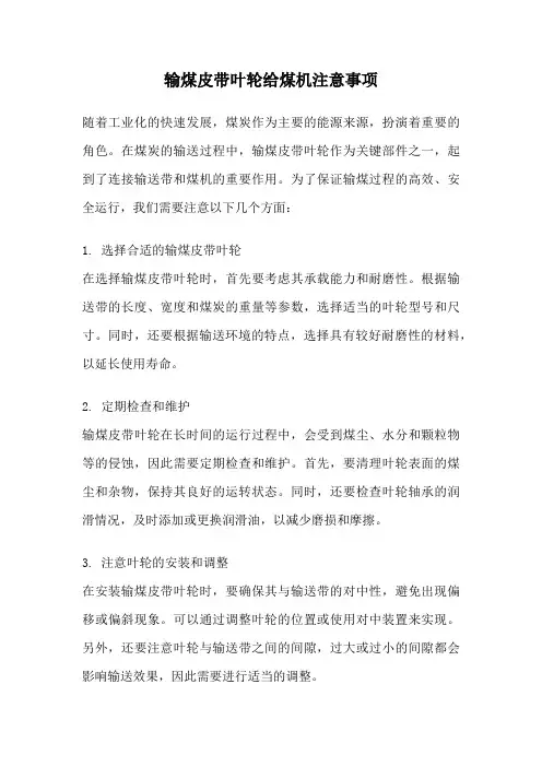 输煤皮带叶轮给煤机注意事项