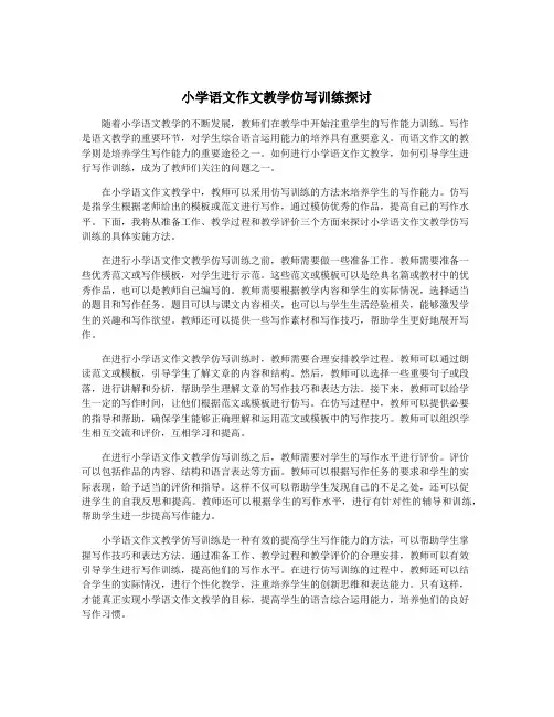 小学语文作文教学仿写训练探讨