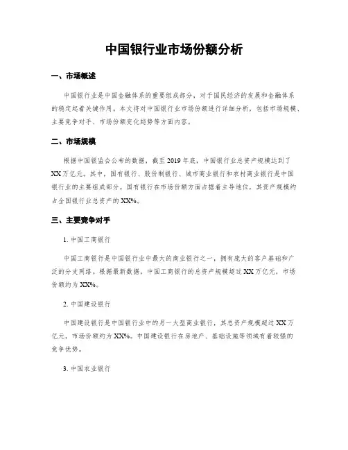 中国银行业市场份额分析