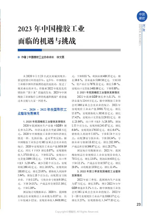 2023 年中国橡胶工业面临的机遇与挑战