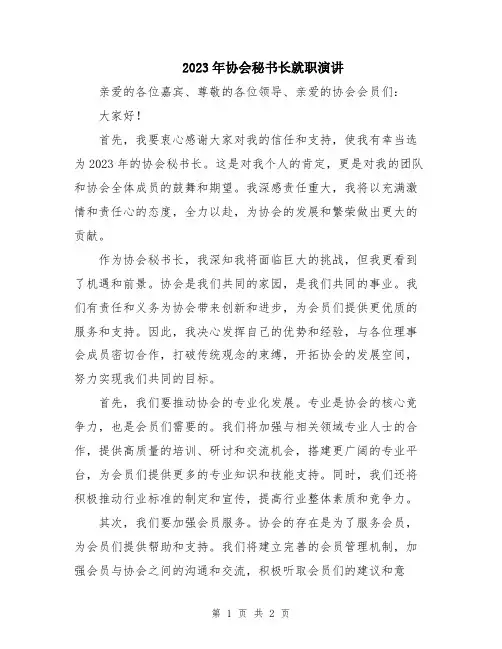 2023年协会秘书长就职演讲