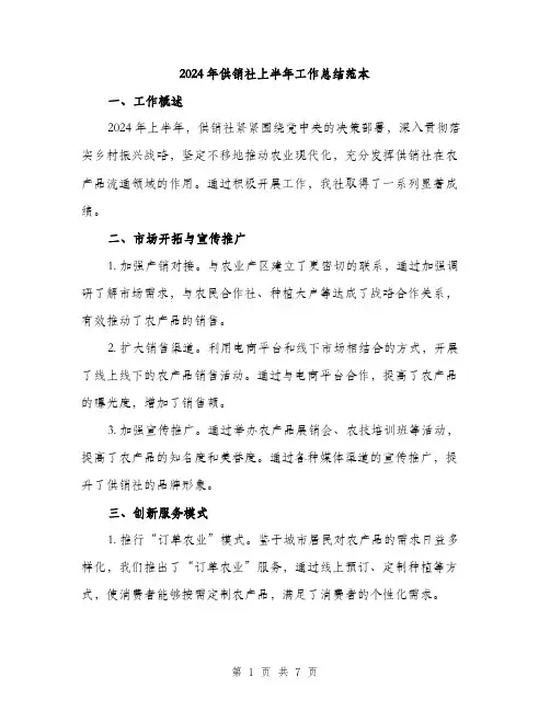 2024年供销社上半年工作总结范本(2篇)