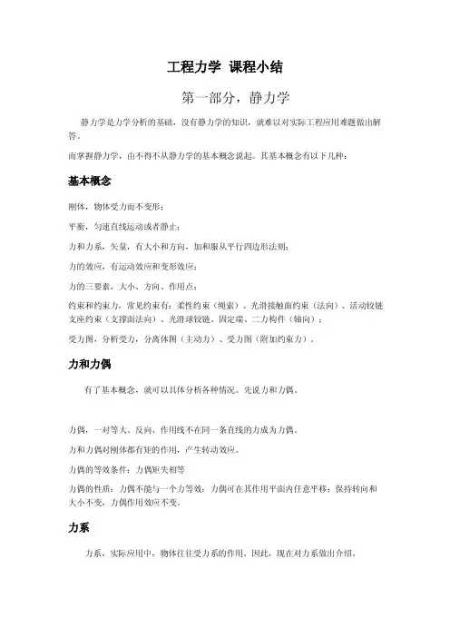 工程力学课程小结
