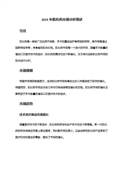 2024年肌松药市场分析现状