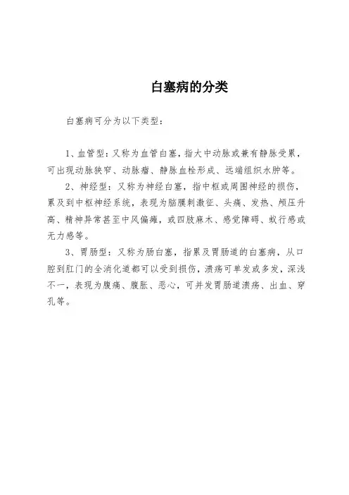 白塞病的分类