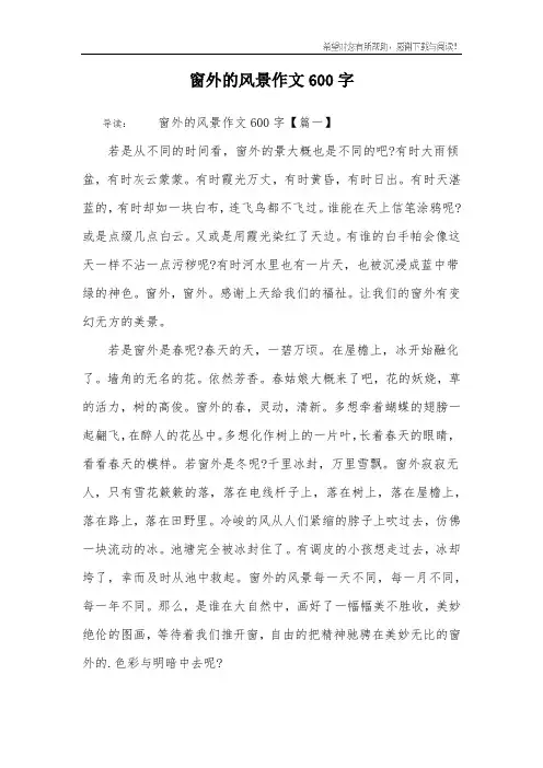 窗外的风景作文600字