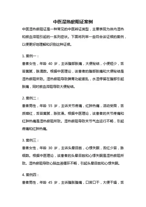 中医湿热瘀阻证案例