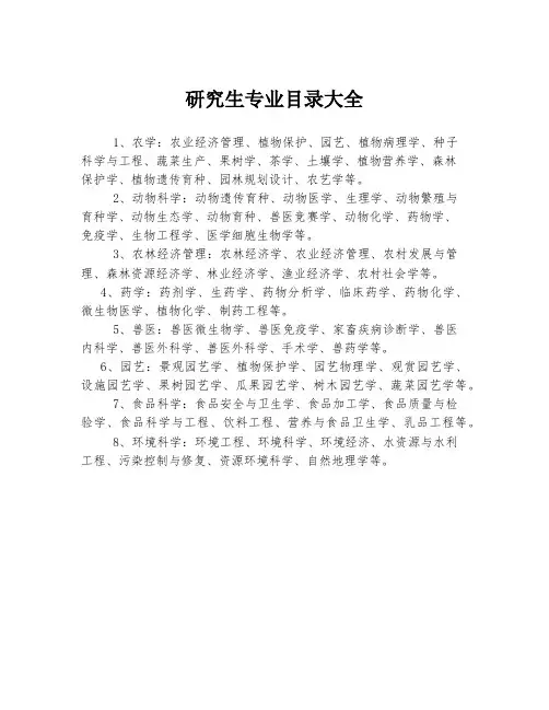 研究生专业目录大全