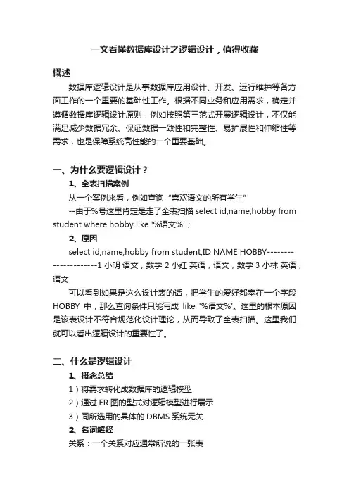 一文看懂数据库设计之逻辑设计，值得收藏