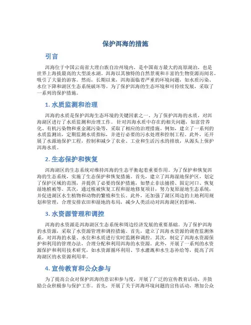 保护洱海的措施
