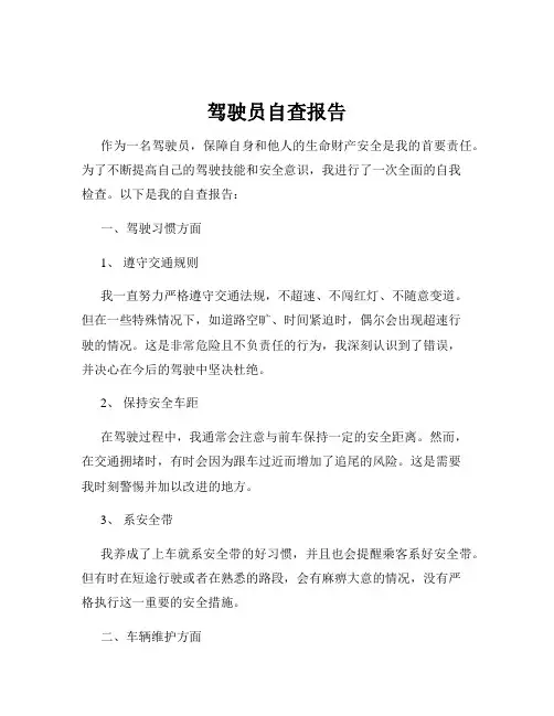 驾驶员自查报告