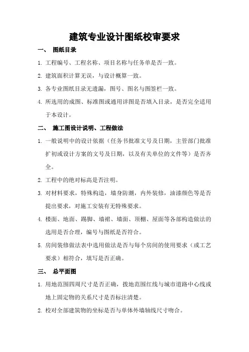 建筑专业设计图纸校审要求