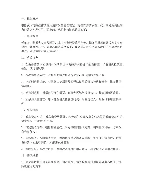 消火栓整改总结报告范文