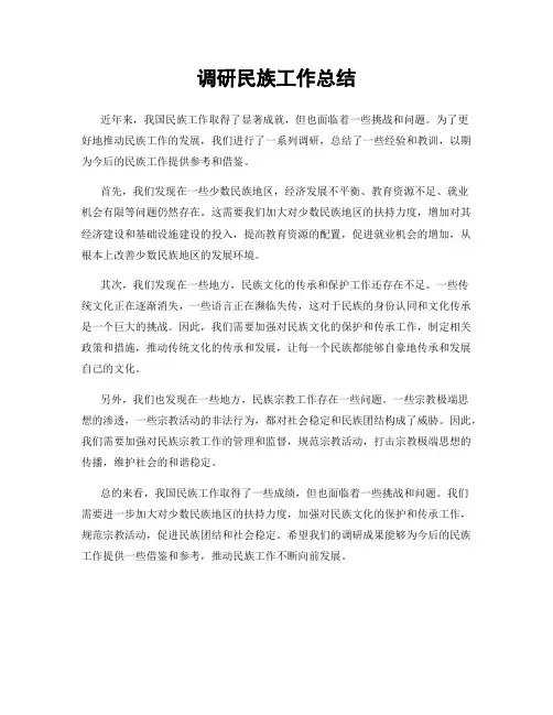 调研民族工作总结