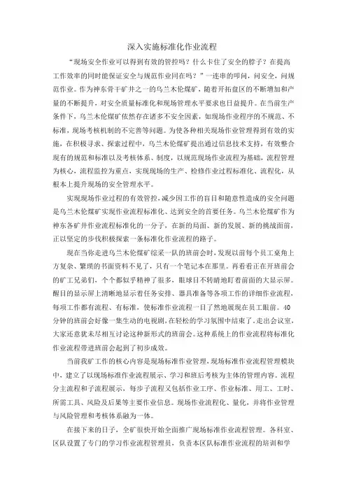 煤矿 深入实施标准化作业流程 精品