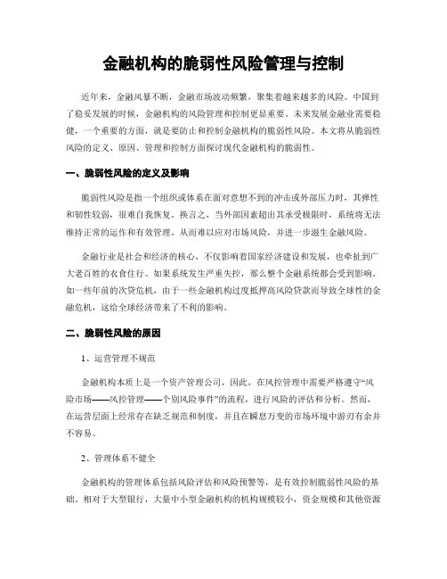 金融机构的脆弱性风险管理与控制