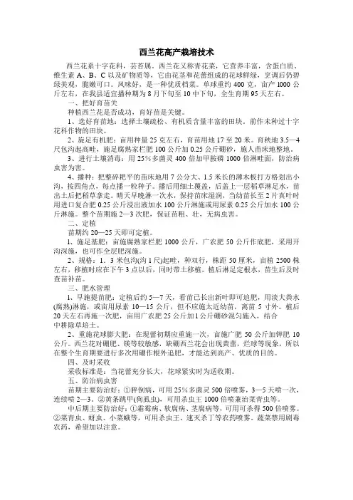 西兰花高产栽培技术
