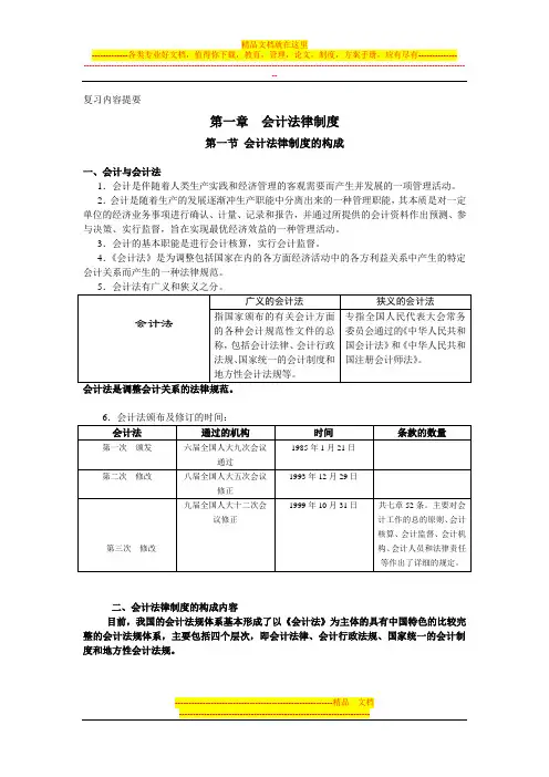 第一章-会计法律制度内容提要