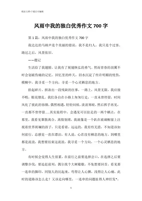 风雨中我的独白优秀作文700字