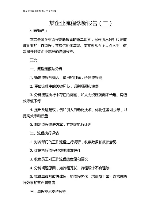 某企业流程诊断报告(二)2024