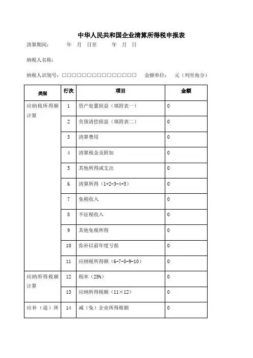 公司注销清算表