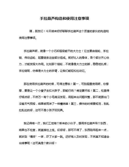手拉葫芦构造和使用注意事项