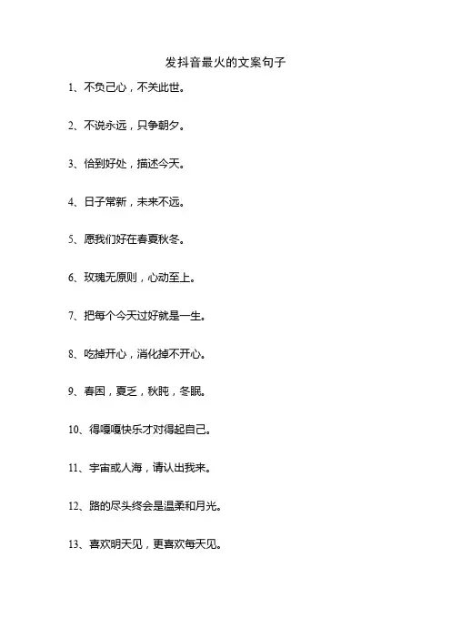 发抖音最火的文案句子