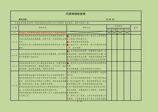 新准则内审检查表2016