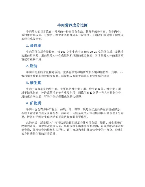 牛肉营养成分比例