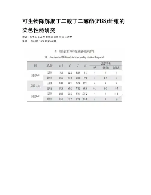 可生物降解聚丁二酸丁二醇酯(PBS)纤维的染色性能研究