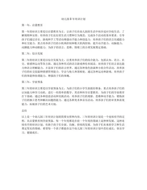 幼儿园3年培训计划