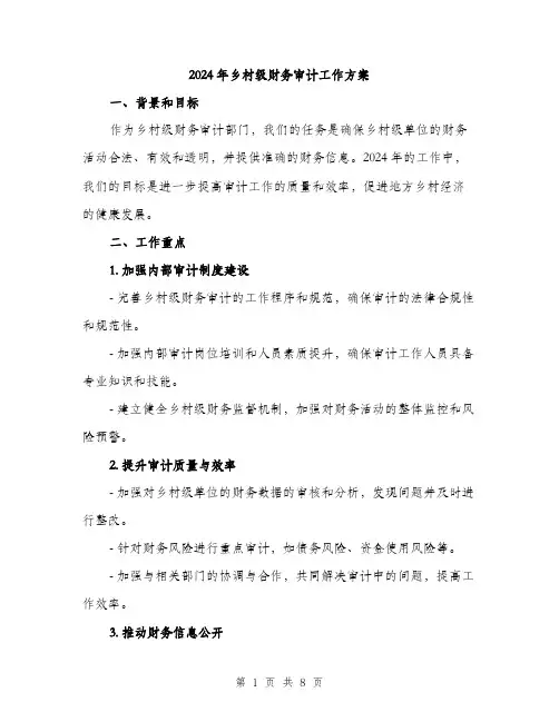 2024年乡村级财务审计工作方案(2篇)
