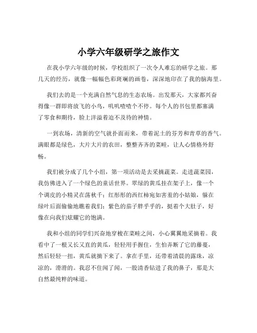 小学六年级研学之旅作文