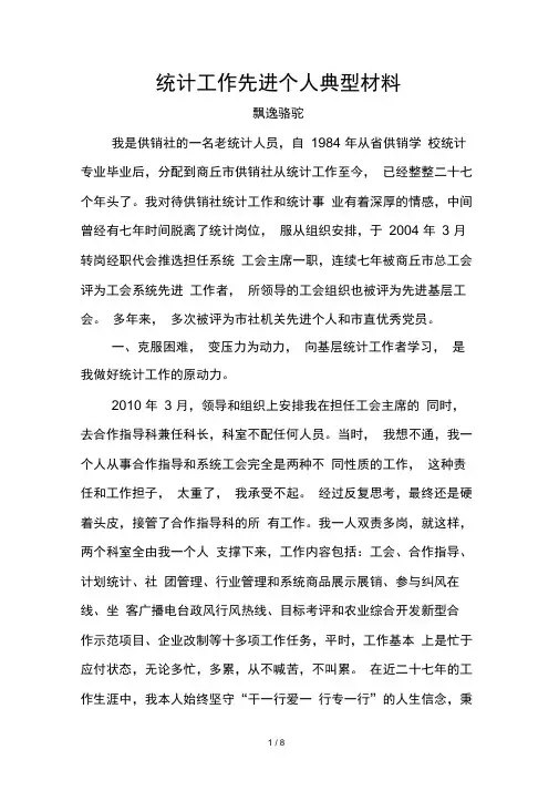 统计工作先进个人典型材料
