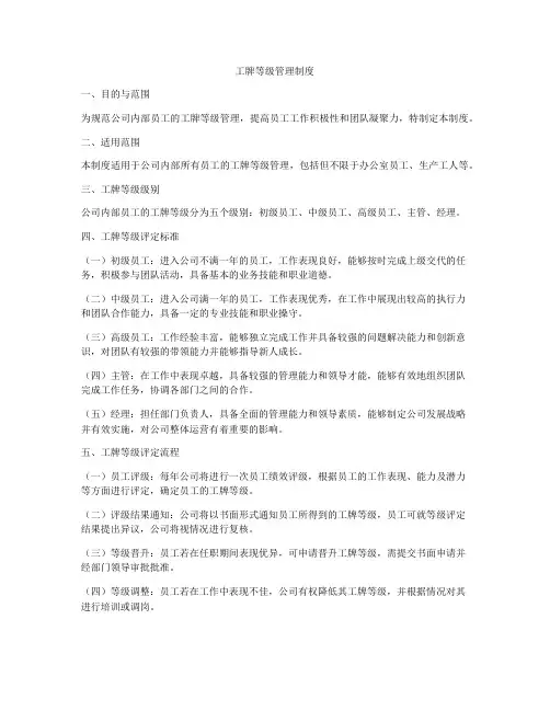 工牌等级管理制度