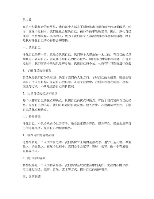 净化自己心得体会感悟(3篇)