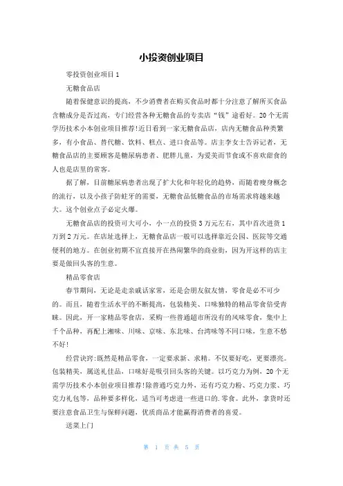 小投资创业项目