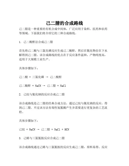 己二腈的合成路线