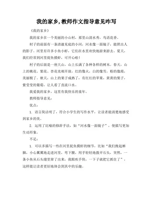 我的家乡,教师作文指导意见咋写