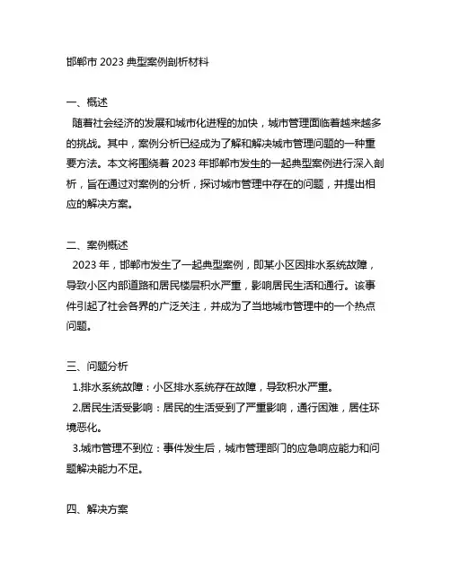邯郸市2023典型案例剖析材料