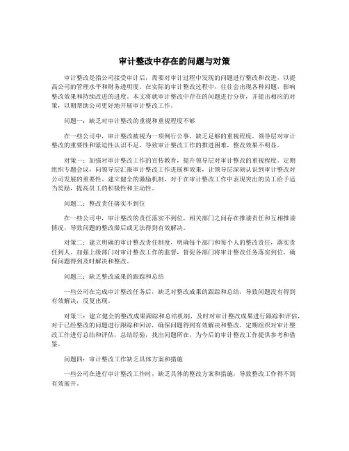 审计整改中存在的问题与对策