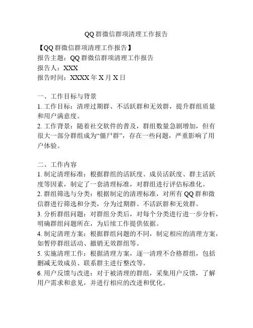QQ群微信群项清理工作报告