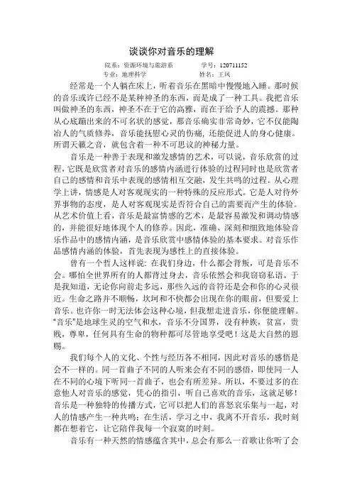 谈谈你对音乐的理解