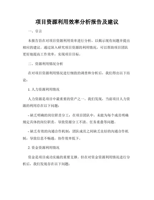项目资源利用效率分析报告及建议